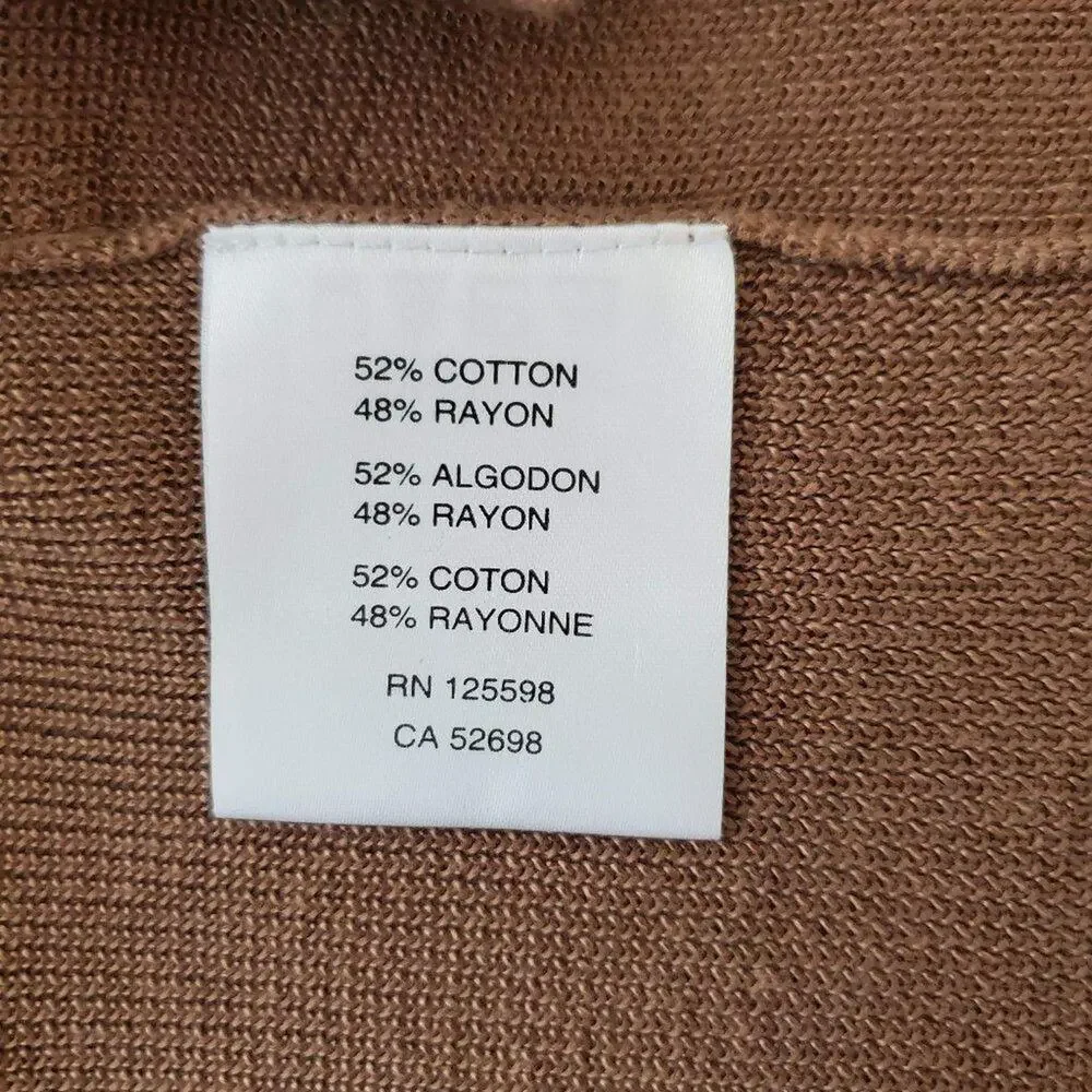 Ellen Tracy Cropped Open Front Cardigan Women Size L Tan Golden Brown